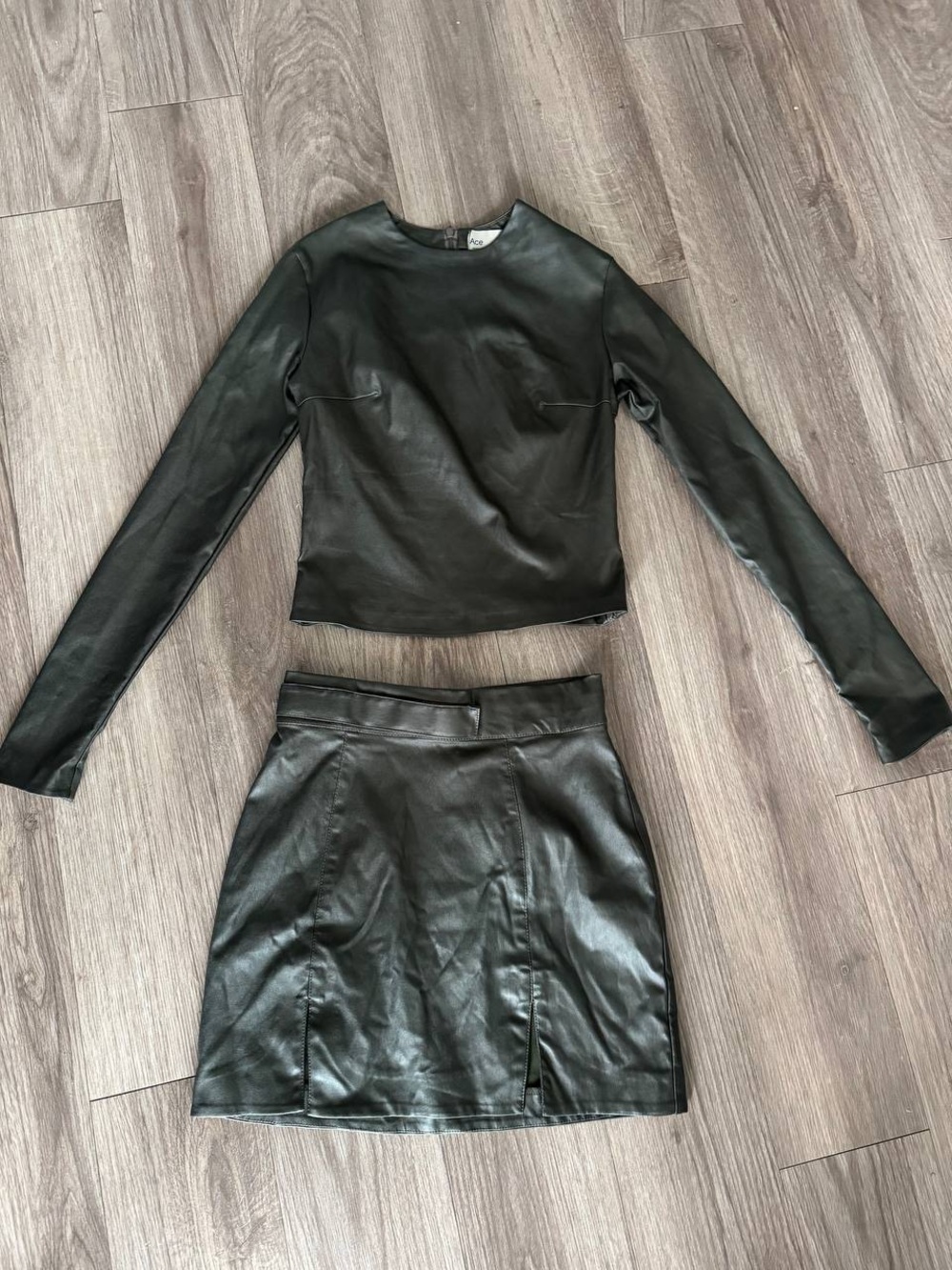 Womens green Faux Leather set